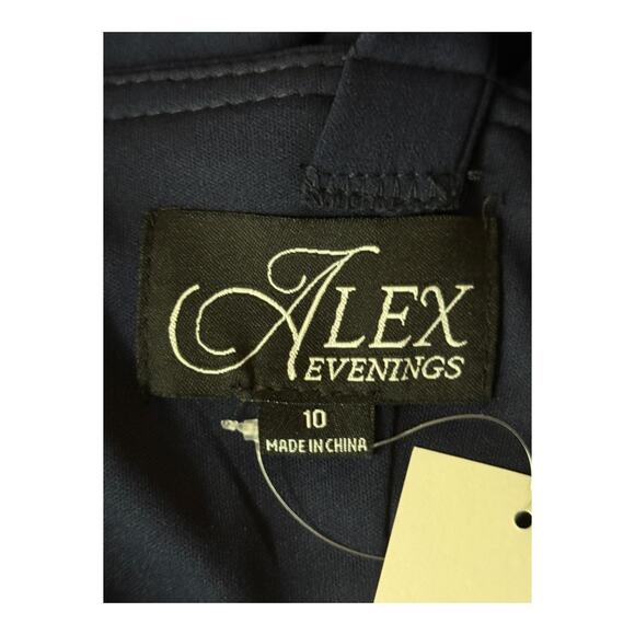 Alex Evenings Flower Neckline sleeveless dress blue size 10 - Picture 6 of 7